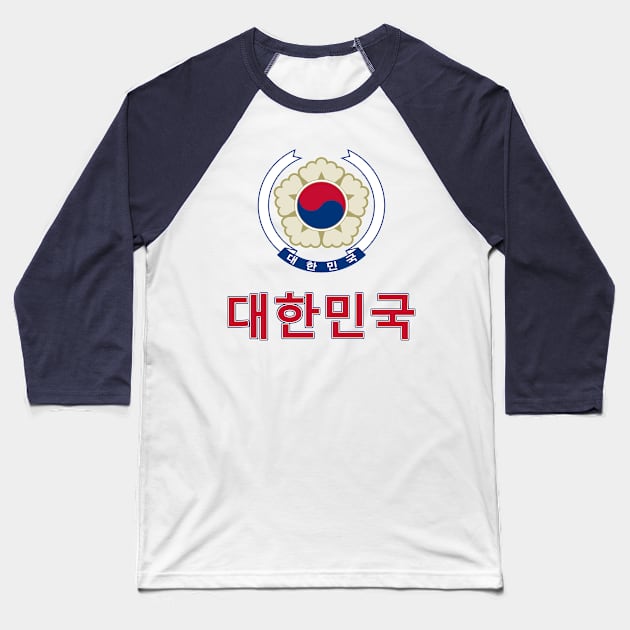 Republic of Korea - Coat of Arms Design (Korean Text) Baseball T-Shirt by Naves